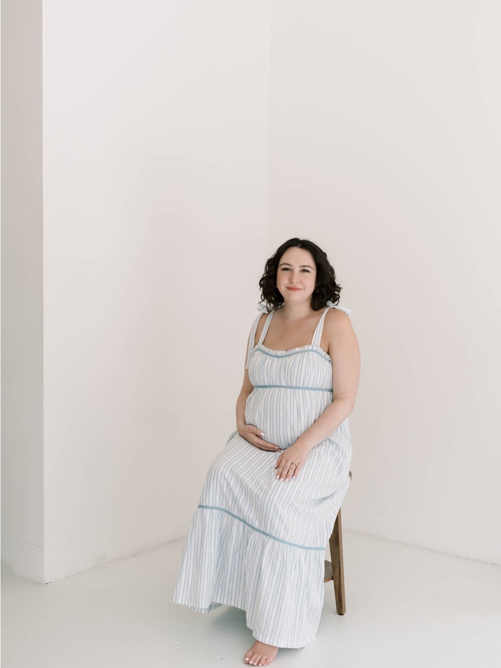 Pinkblush White and Light Blue Striped Maxi Dress